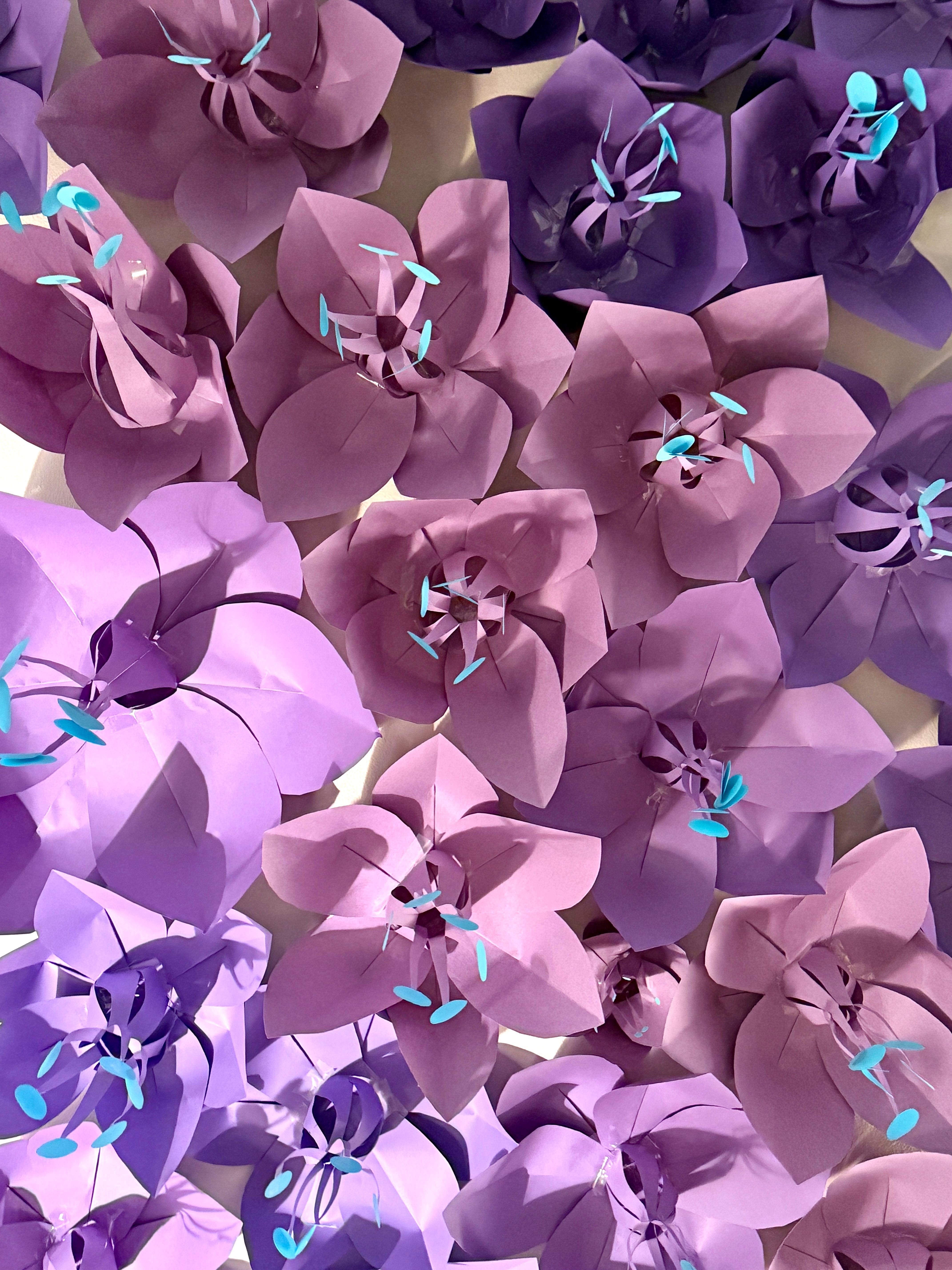 Purple Paper Flower Installation - Detail