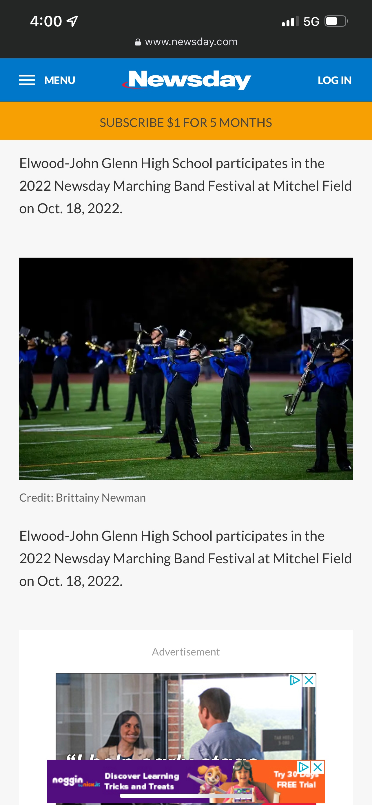 Newsday Article - 2022 Marching Band Festival